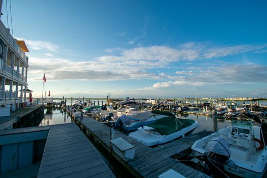 A Marina Full of Boats With a Clear Blue Sky Behind in Wildwood New Jersey