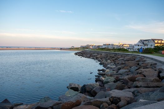 A Beautiful View of the Ocean and Sky at the North Wildwood Sea Wall in New Jersey