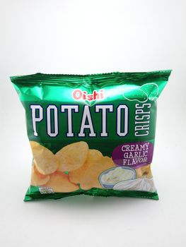 MANILA, PH - SEPT 24 - Oishi potato crisps creamy garlic flavor on September 24, 2020 in Manila, Philippines.