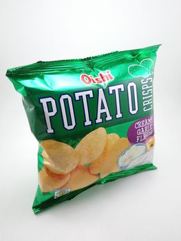 MANILA, PH - SEPT 24 - Oishi potato crisps creamy garlic flavor on September 24, 2020 in Manila, Philippines.