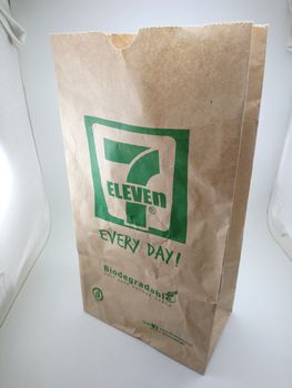 MANILA, PH - SEPT 24 - 7 eleven brown paper bag on September 24, 2020 in Manila, Philippines.