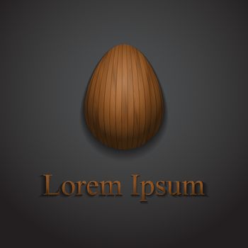 Stylish creative wooden easter egg logo sample text.
