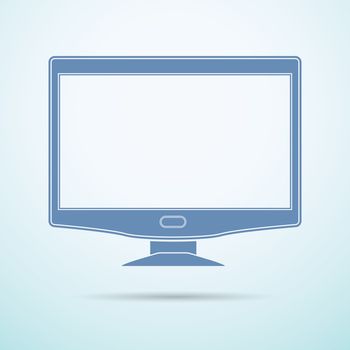 Widescreen monitor flat icon on blue background.