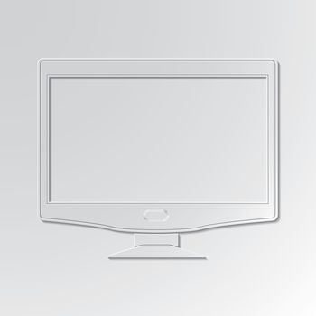 Widescreen monitor cut out icon on paper background.