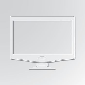 Widescreen monitor cut out icon on paper background.