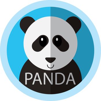 Cute Panda bear cartoon flat icon avatar round circle.