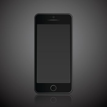 New realistic mobile phone smartphone modern style grey background with raflection