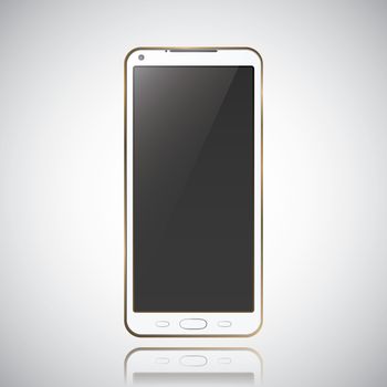 New realistic mobile phone smartphone modern style grey background with raflection.