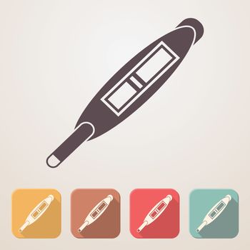 Pregnancy test flat icon set in color boxes with shadow.
