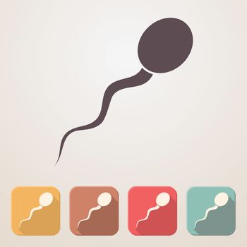 Spermatozoon flat icon set in color boxes with shadow.