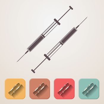 insulin syringe set fadding shadow effect color boxes.