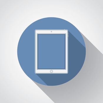 Tablet flat icon with long shadow.