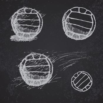 volleyball ball sketch set on blackboard.