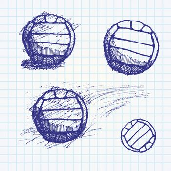 volleyball ball sketch set on paper notebook.