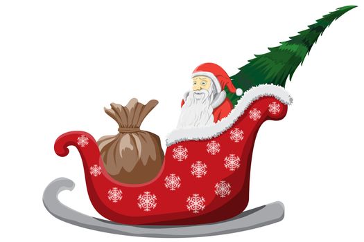 Santa Claus Christmas sledge isolated on white Background.