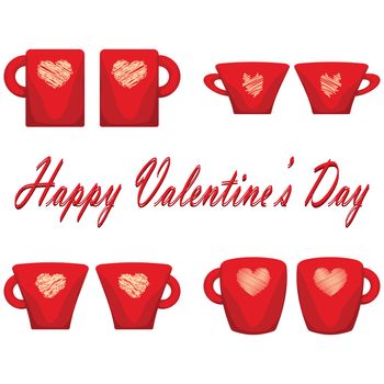 valentine day couple of cups white background.