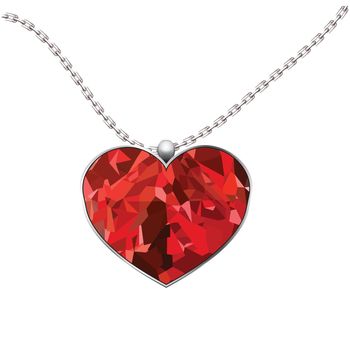Valentines Day heart pendant isolated on white background.