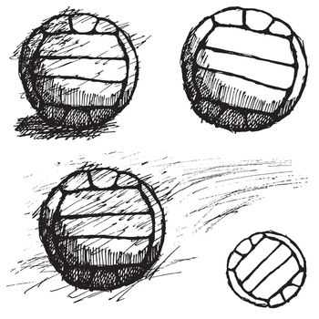 volleyball ball sketch set isolated on white background.