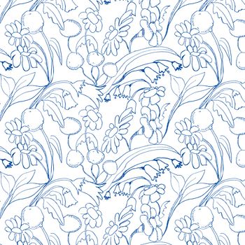 Beautiful seamless floral pattern. Flower vector background.