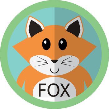 Cute fox cartoon flat icon avatar round circle.