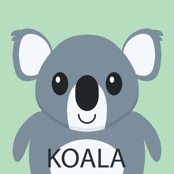 Cute Coala bear cartoon flat icon avatar.