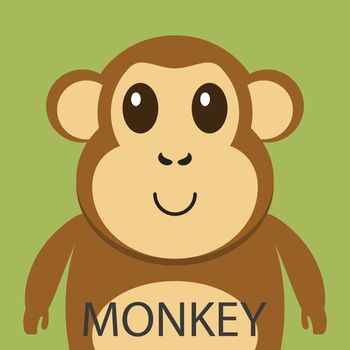 Cute brown monkey cartoon flat icon avatar.