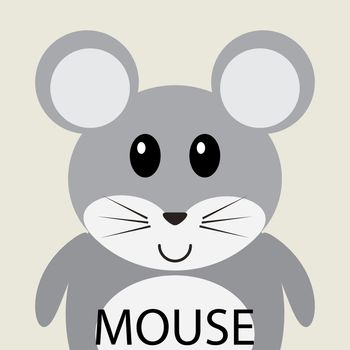 Cute grey mouse cartoon flat icon avatar.