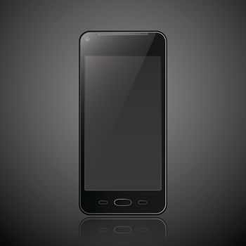 New realistic mobile phone smartphone modern style grey background with reflection