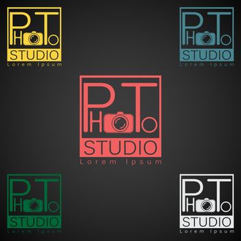 Photo studio logo mock up dark sample text.