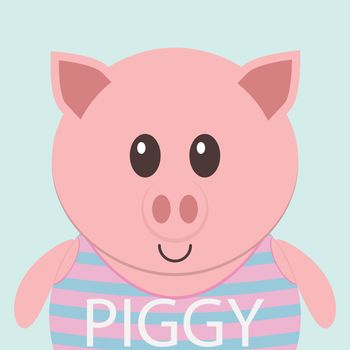 Cute pink piggy cartoon flat icon avatar .