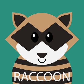 Cute racoon cartoon flat icon avatar .
