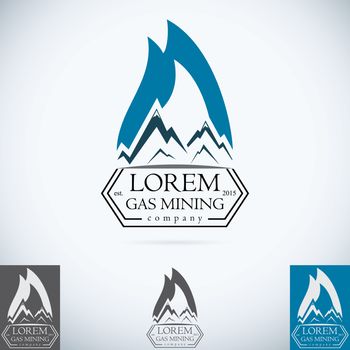 OIl gas company vector logo design template color set. fire oil drop with mountains abstractsymbol concept icon.