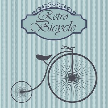 Retro bicycle on hipster background. Vintage sign design. Old fashiond theme label.