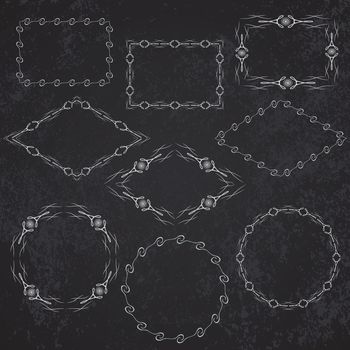 Vintage retro frame set on chalkboard background. Calligraphic design elements.