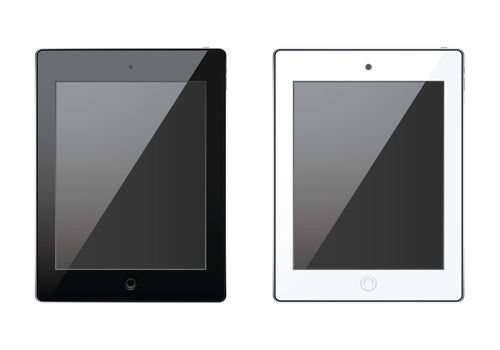 New realistic tablet black and white mock up tamplate, modern style, isolated background.