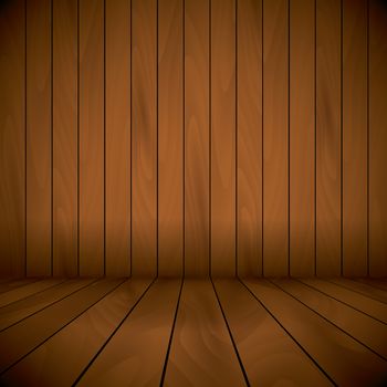 wooden lacquered stage wall and floor background sample text.