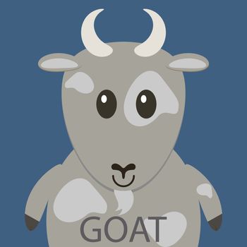 Cute grey goat cartoon flat icon avatar.