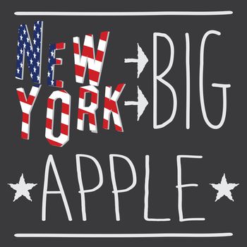 New York Big apple typography poster, t-shirt Printing design, vector Badge Applique Label.