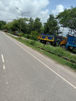 Highway closeup with nature and green