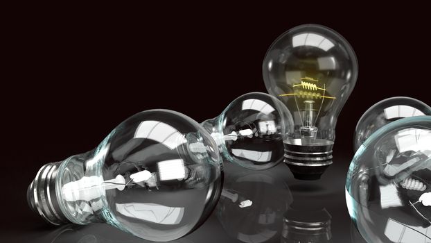 The light bulb in the dark for idea or business content 3d rendering.