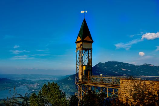 Bürgenstock lift in Switzerland with Rigi and Luceren