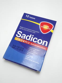 MANILA, PH - SEPT 25 - Sadicon cold and flu tablets box on September 25, 2020 in Manila, Philippines.