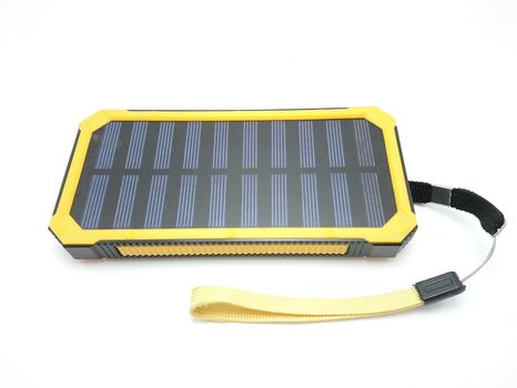 Solar power powerbank charger use to charge low to empty battery of smartphone