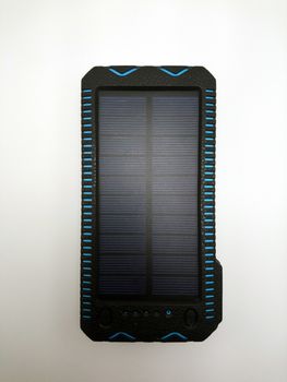 Solar power powerbank charger use to charge low to empty battery of smartphone