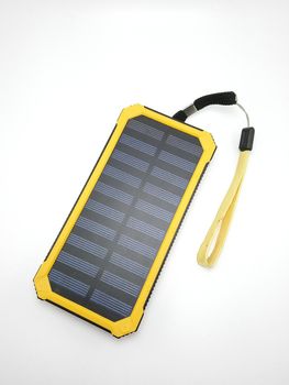 Solar power powerbank charger use to charge low to empty battery of smartphone