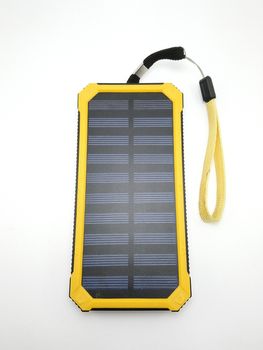 Solar power powerbank charger use to charge low to empty battery of smartphone