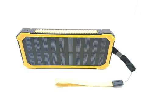 Solar power powerbank charger use to charge low to empty battery of smartphone