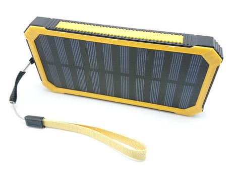 Solar power powerbank charger use to charge low to empty battery of smartphone