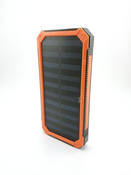 Solar power powerbank charger use to charge low to empty battery of smartphone