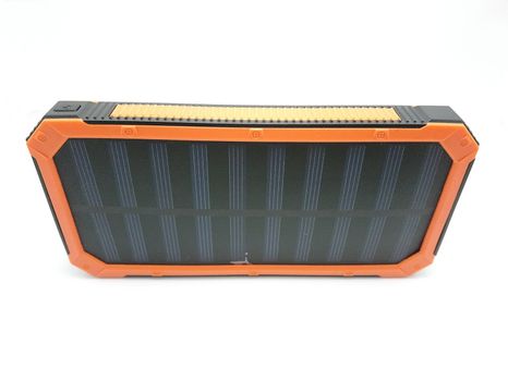 Solar power powerbank charger use to charge low to empty battery of smartphone